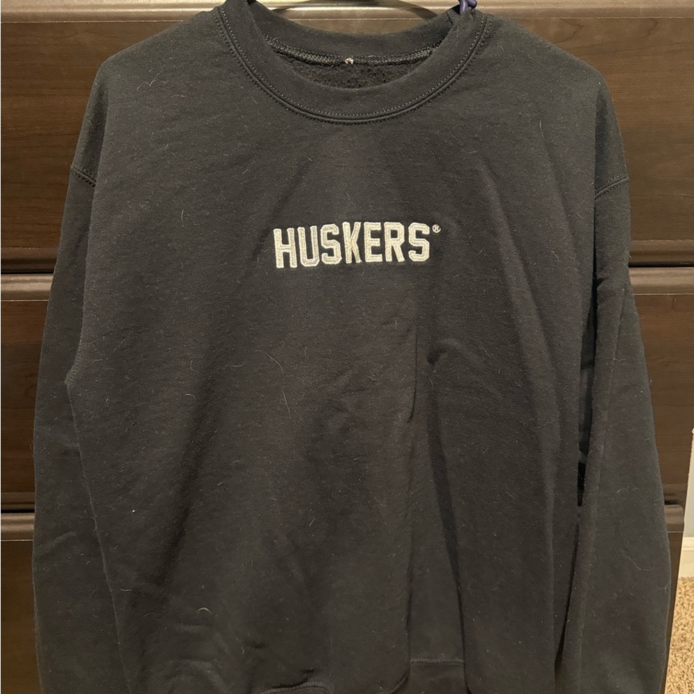 Black Nebraska Huskers Crewneck Sweatshirt